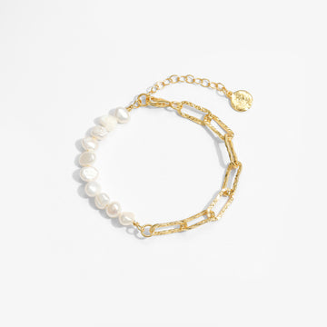 Irregular Hollow Natural Pearl 925 Sterling Bracelet