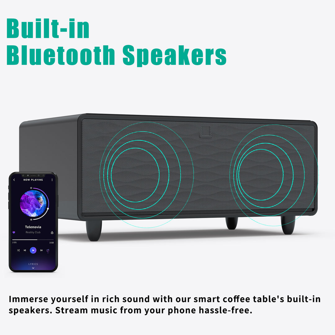 Smart Coffee Table -Built-in Fridge,Speaker, Wireless Charging