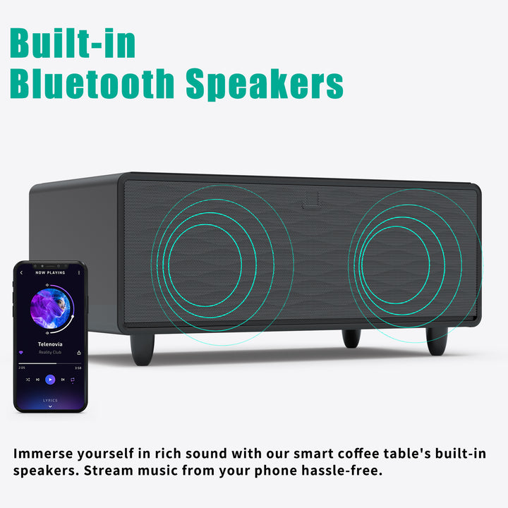 Smart Coffee Table -Built-in Fridge,Speaker, Wireless Charging