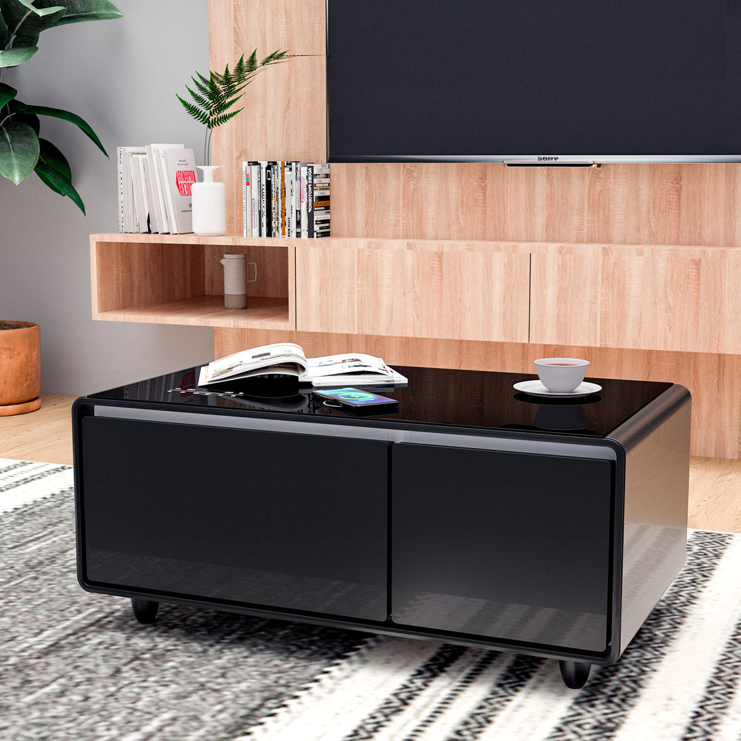 Smart Coffee Table -Built-in Fridge,Speaker, Wireless Charging