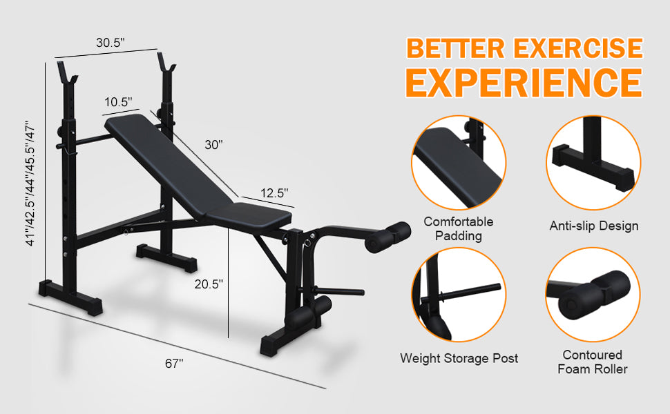 Olympic Weight Bench Press Set with Squat Rack and Bench