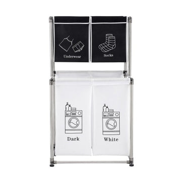 Laundry Hamper 2 Tier Laundry Sorter With 4 Removable Bags For Organizing Clothes, Laundry, Lights, Darks