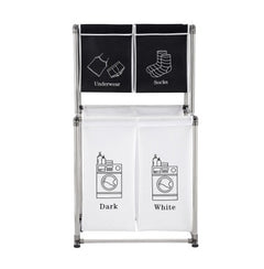 Laundry Hamper 2 Tier Laundry Sorter With 4 Removable Bags For Organizing Clothes, Laundry, Lights, Darks