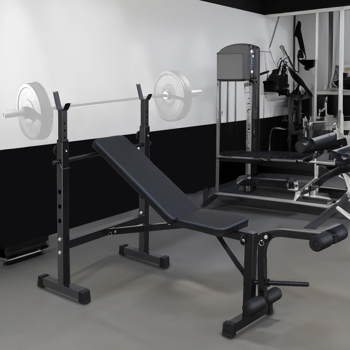 Olympic Weight Bench Press Set with Squat Rack and Bench