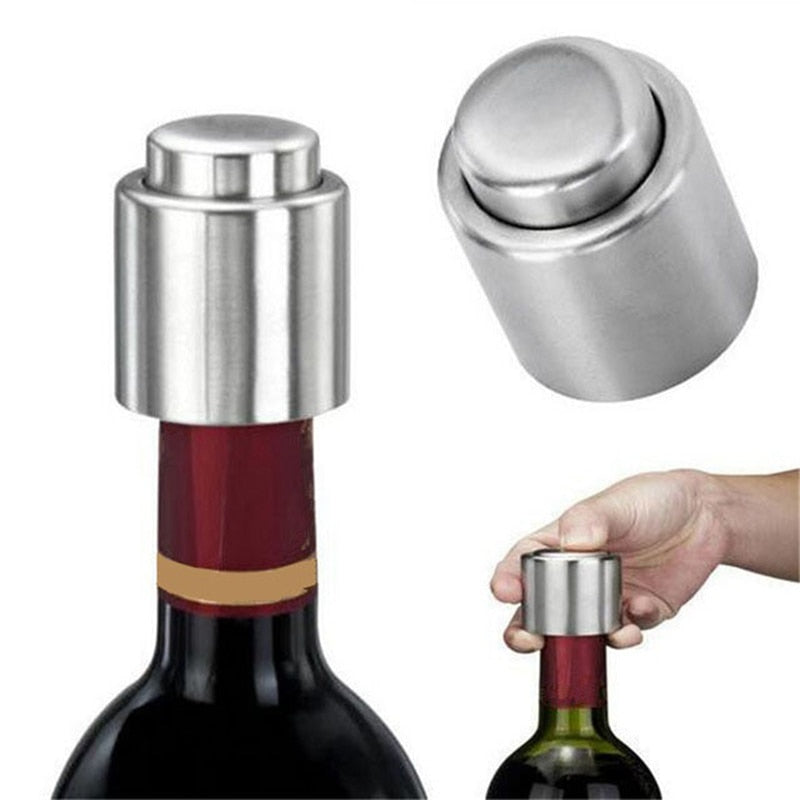 1Pc Stainless Steel Vacuum Wine Bottle Stopper Sealed Storage High Quality Plug Liquor Flow Stopper Pour Cap