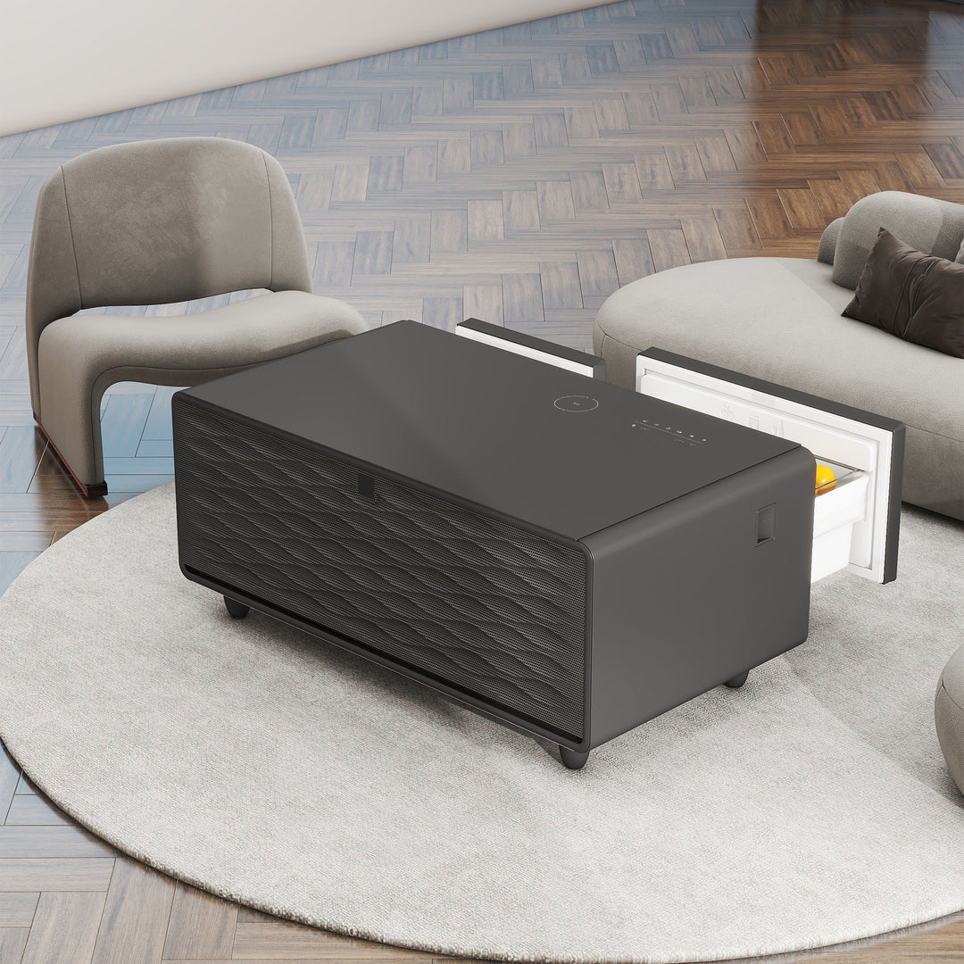 Smart Coffee Table -Built-in Fridge,Speaker, Wireless Charging