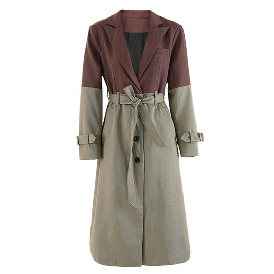 women's lace up waist cinched long jacket coat