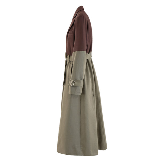 women's lace up waist cinched long jacket coat