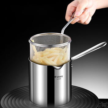 Stainless Steel Fryer Auxiliary Food Pot Milk Pot 1100mL