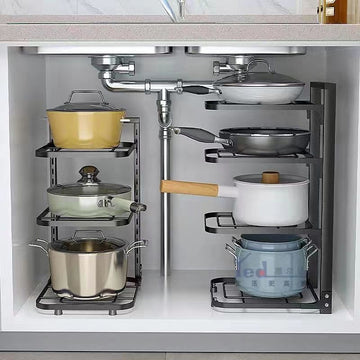 Kitchen Storage Rack Pot Storage Rack Household Multi-Layer Pot Shelf Multifunctional Lower Sink Cabinet Layered Pot Rack