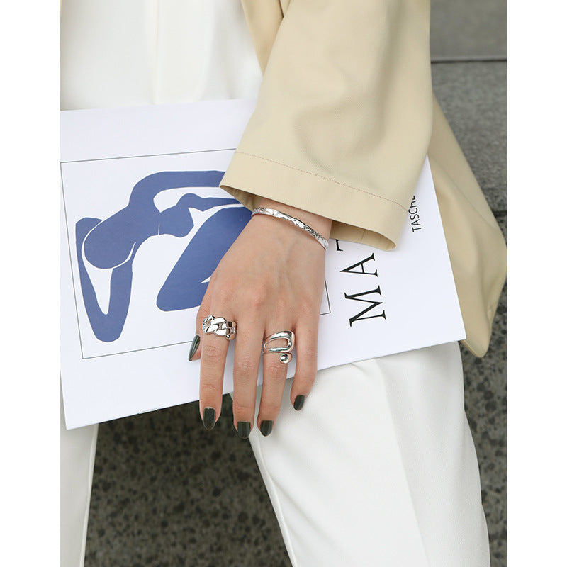 Geometry Wide Hollow Cross 925 Sterling Silver Ring