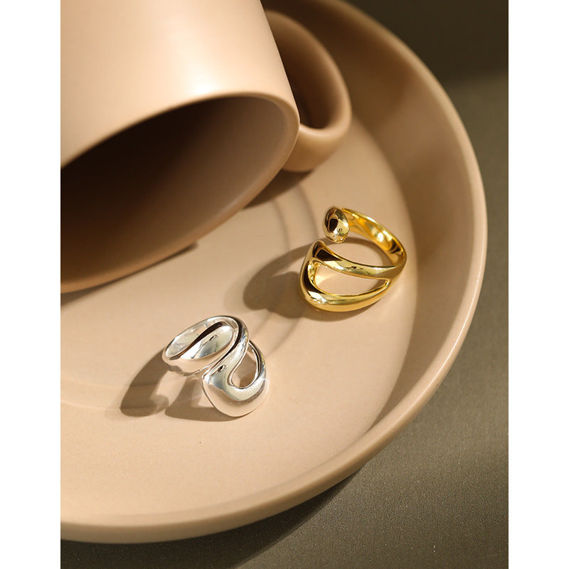 Geometry Wide Hollow Cross 925 Sterling Silver Ring