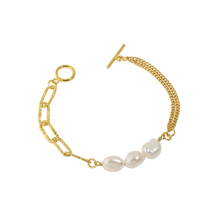 Asymmetry Natural Pearl 925 Silver Bracelet