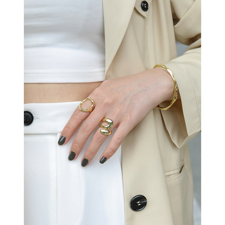 Geometry Wide Hollow Cross 925 Sterling Silver Ring