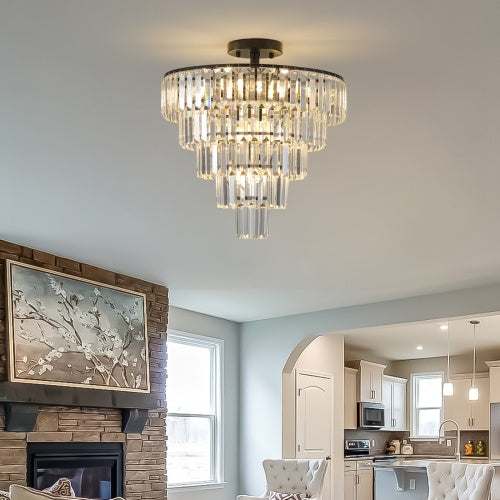 Large black crystal chandelier
