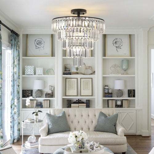 Large black crystal chandelier